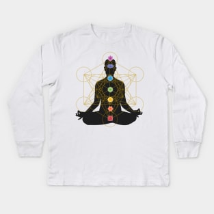 Metatron's Cube Chakra Healing Meditation Kids Long Sleeve T-Shirt